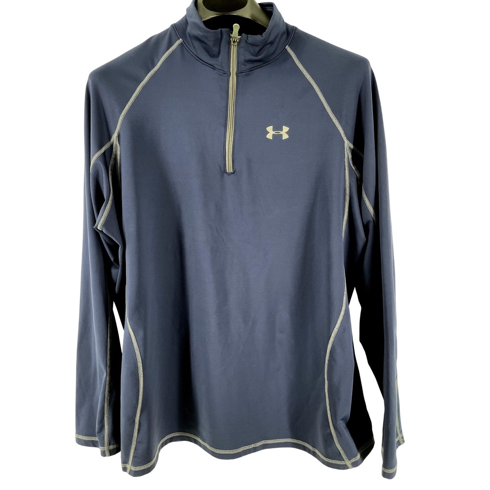 Under Armour ColdGear 1/4 Zip Pullover Mens 2XL Navy Blue Loose Fit Mock Neck
